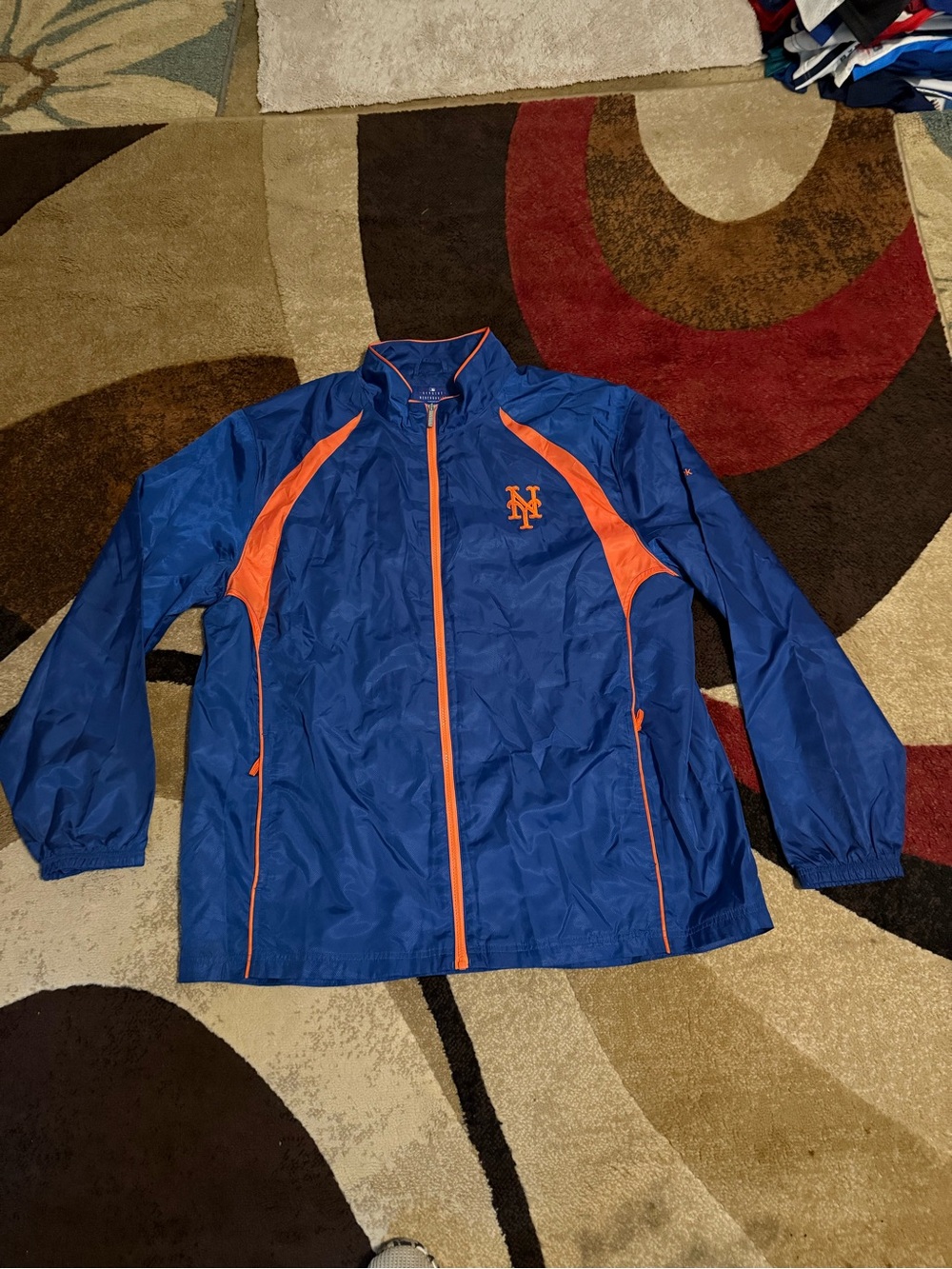 MLB New York Mets Blue and Orange Windbreaker team jacket size XXL